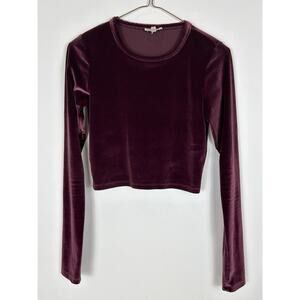 Wilfred Free Aritzia Stretch Velvet Crop Top Shirt Long Sleeve Whimsigoth Small